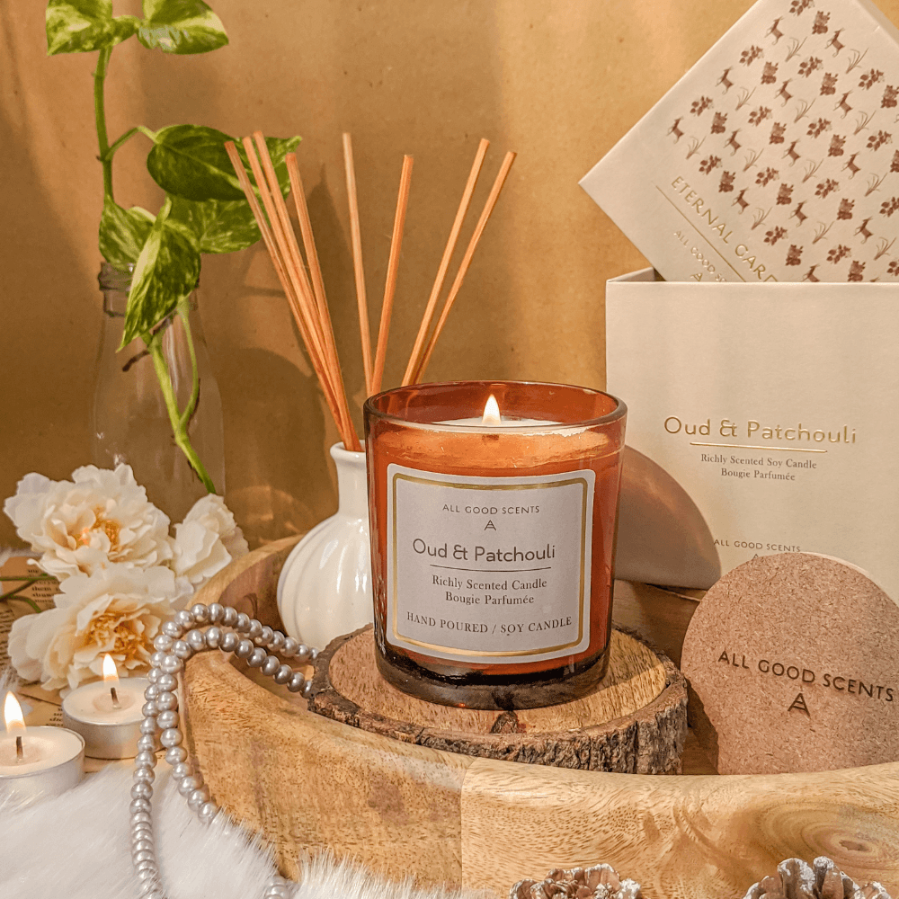 Oud And Patchouli Scented Candle