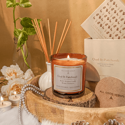 Oud And Patchouli Scented Candle